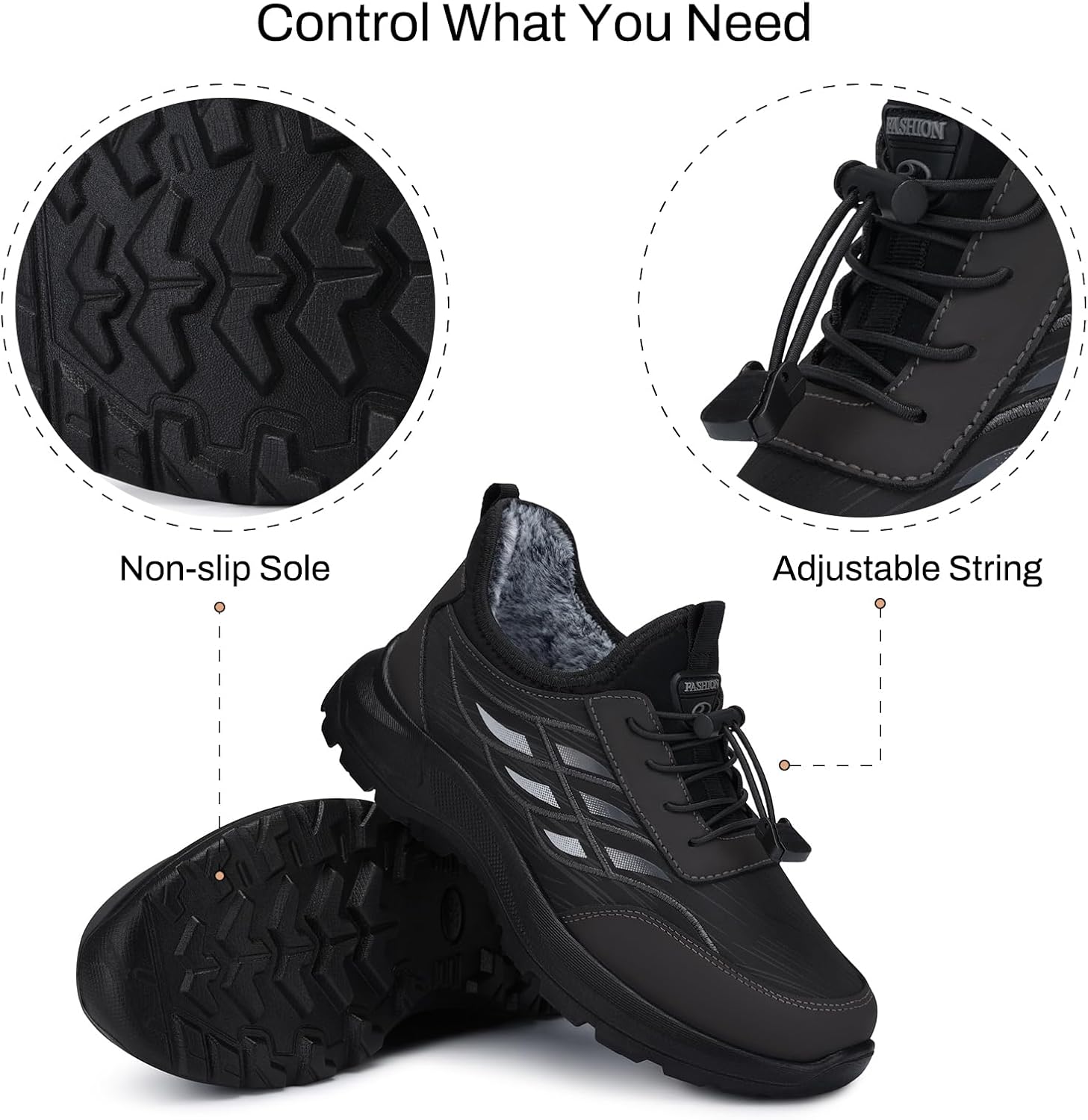 SHIBEVER Womens Winter Boots Snow: Brown Waterproof Slip On Fur Boots Women - Walking Comfortable Outdoor Snow Ankle Booties Gray Size 10.5 - Image 6