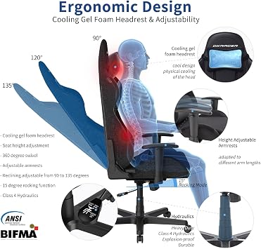 DXRacer Formula Gaming Chair - Ergonomic Chair for Computer and Video Game, Memory Foam Headrest, Lumbar Support, Water-Resistant Fabric, Black