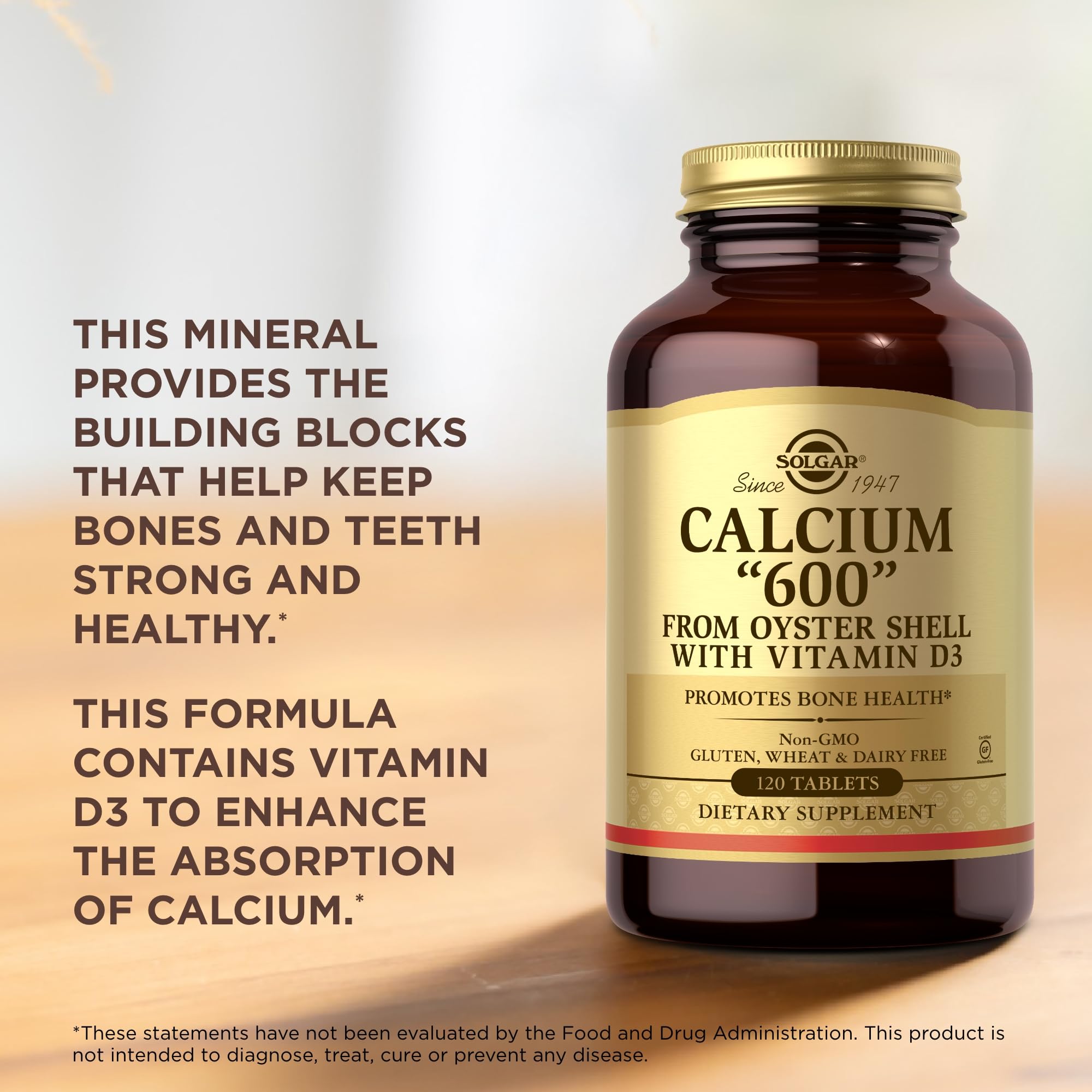 Solgar Calcium 600 120 Tablets – High-Strength Calcium Supplement for the Maintenance of Normal Bones & Teeth, Supports Muscle Function, Premium Quality for Adults & Bone Health Routines