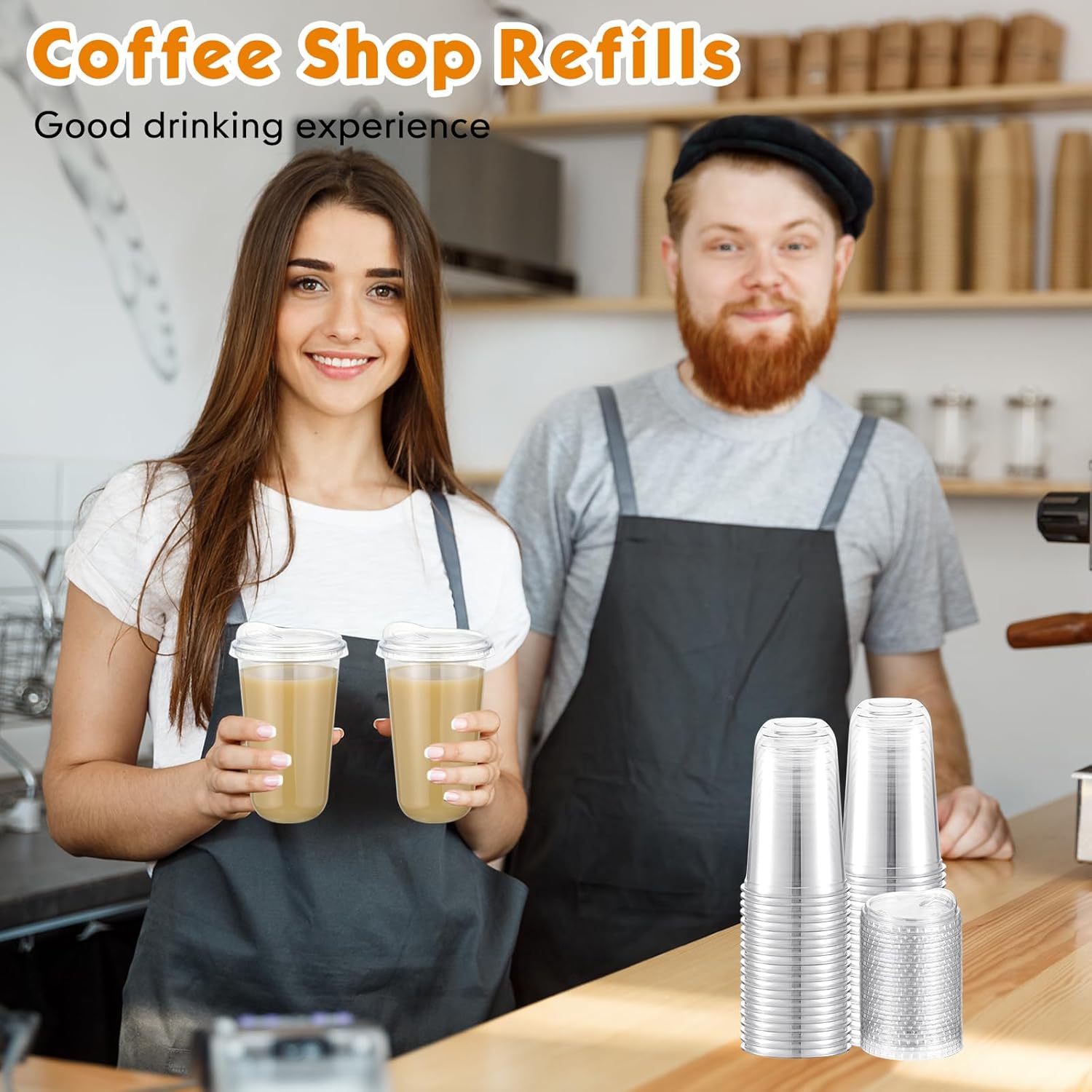 Baderke 50 Pcs Round Bottom Plastic Cups with Sip Lids Clear Disposable Iced Coffee Cups for Smoothie Cold Beverage Coffee Shops and Party Catering(18 oz,Clear) - Image 7