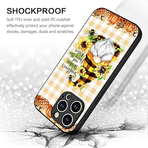 Miniatura 6 de Funda para teléfono con diseño de gnomo de otoño, diseño de girasol, abeja, besos, calabaza, otoño, compatible con iPhone 15, 14, 13, 12, 11 Pro