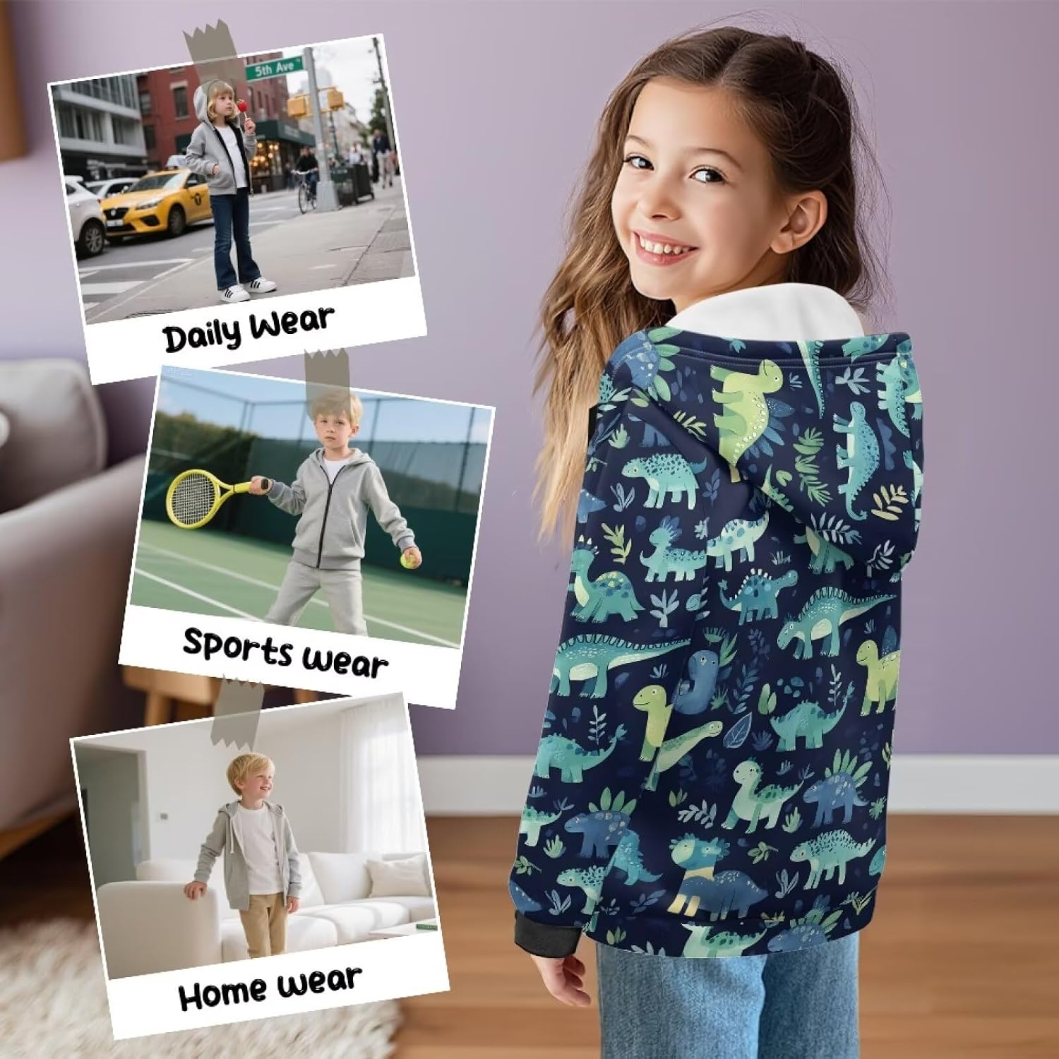 Kids Full Zip Up Hoodies for Girls Boys Hooded Sweatshirt Size 6-16