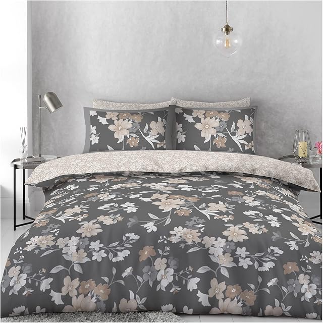GC GAVENO CAVAILIA Floral Duvet Cover, King Size Botanical Bedding Sets With Pillowcases Covers, Easycare Reversible Blossom Printed Bedding, Natural
