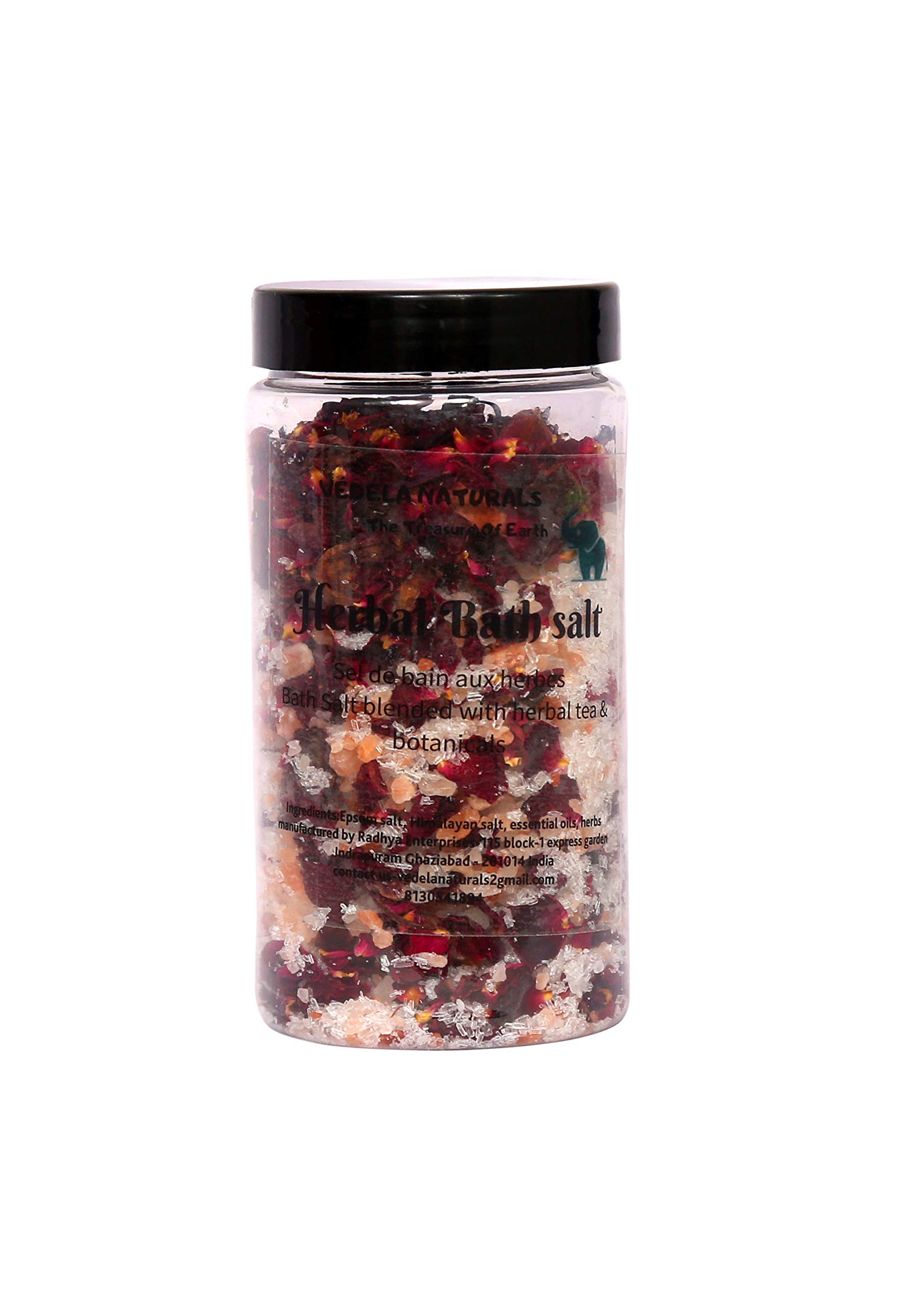 VÉDELA Naturals - Rose Bath Salt | Rose Bath salt with Rose petals | Essential oil Rose | Bath salt with sea salt | (300grm)-picture-51
