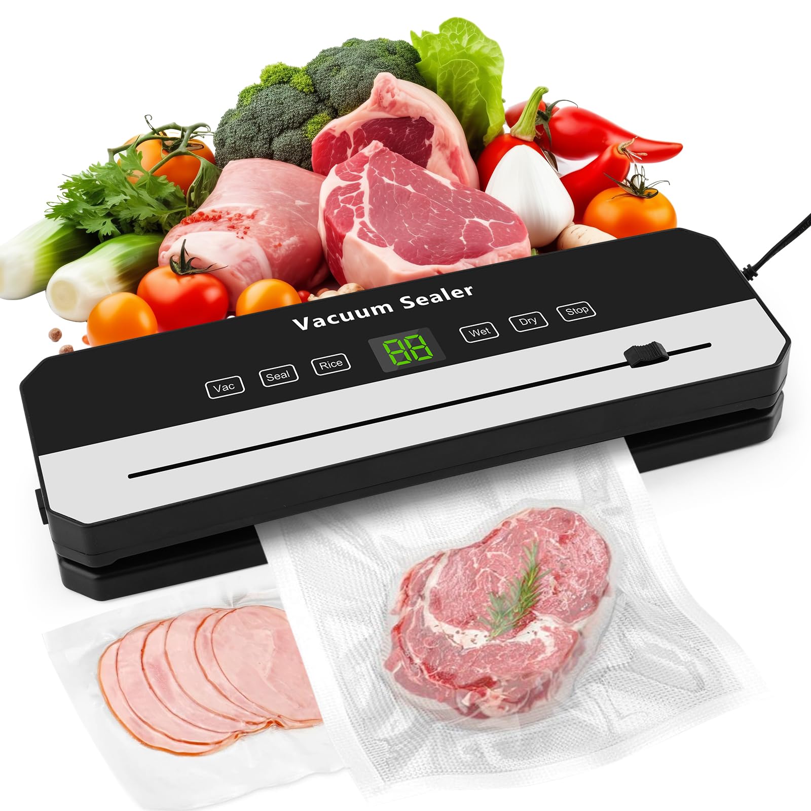 Machine sous vide alimentaire 120W avec cutter et 50 sacs inclus