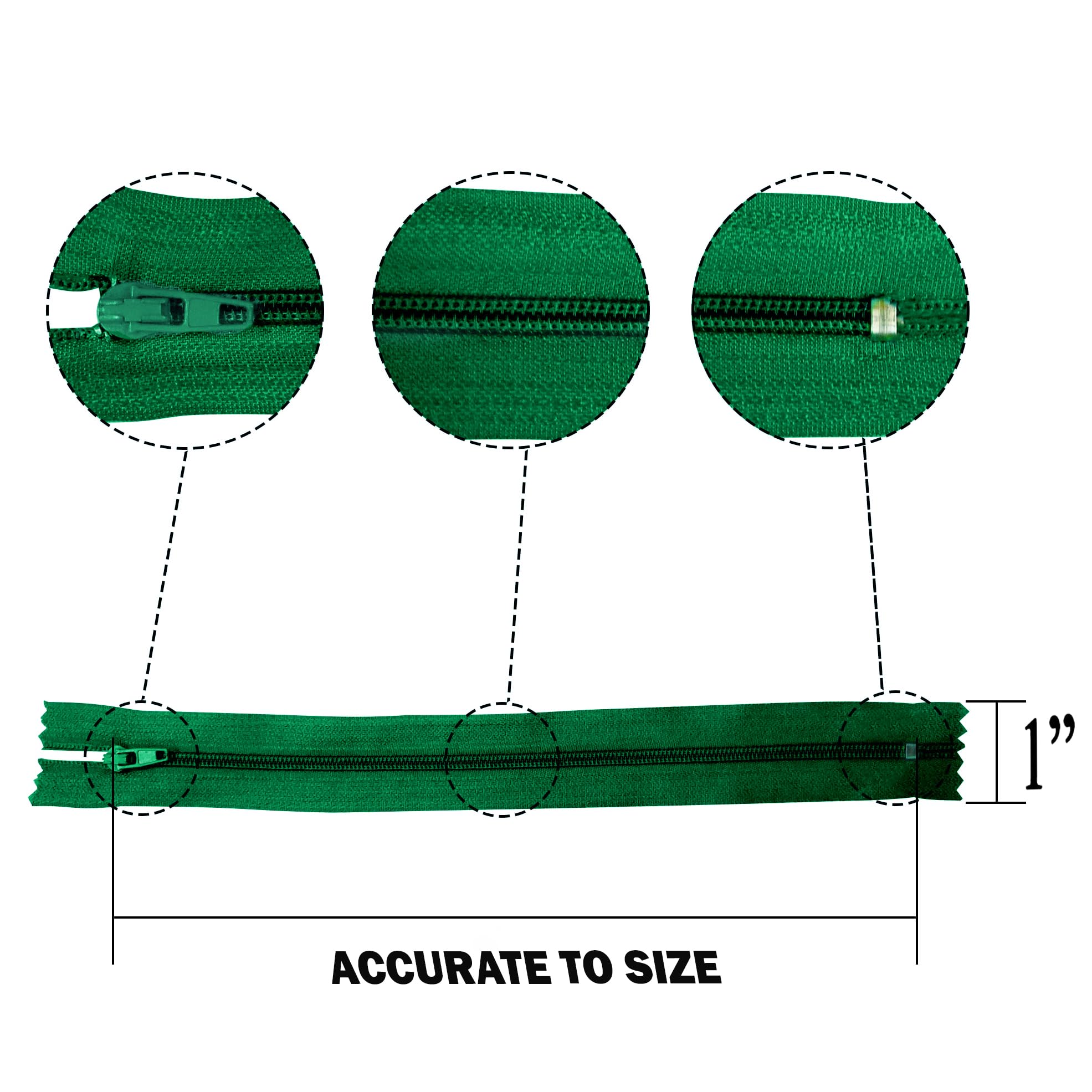 KGS Zippers for Sewing Crafts, Forest Green, 9 Inch (20 Pieces) - Image 3