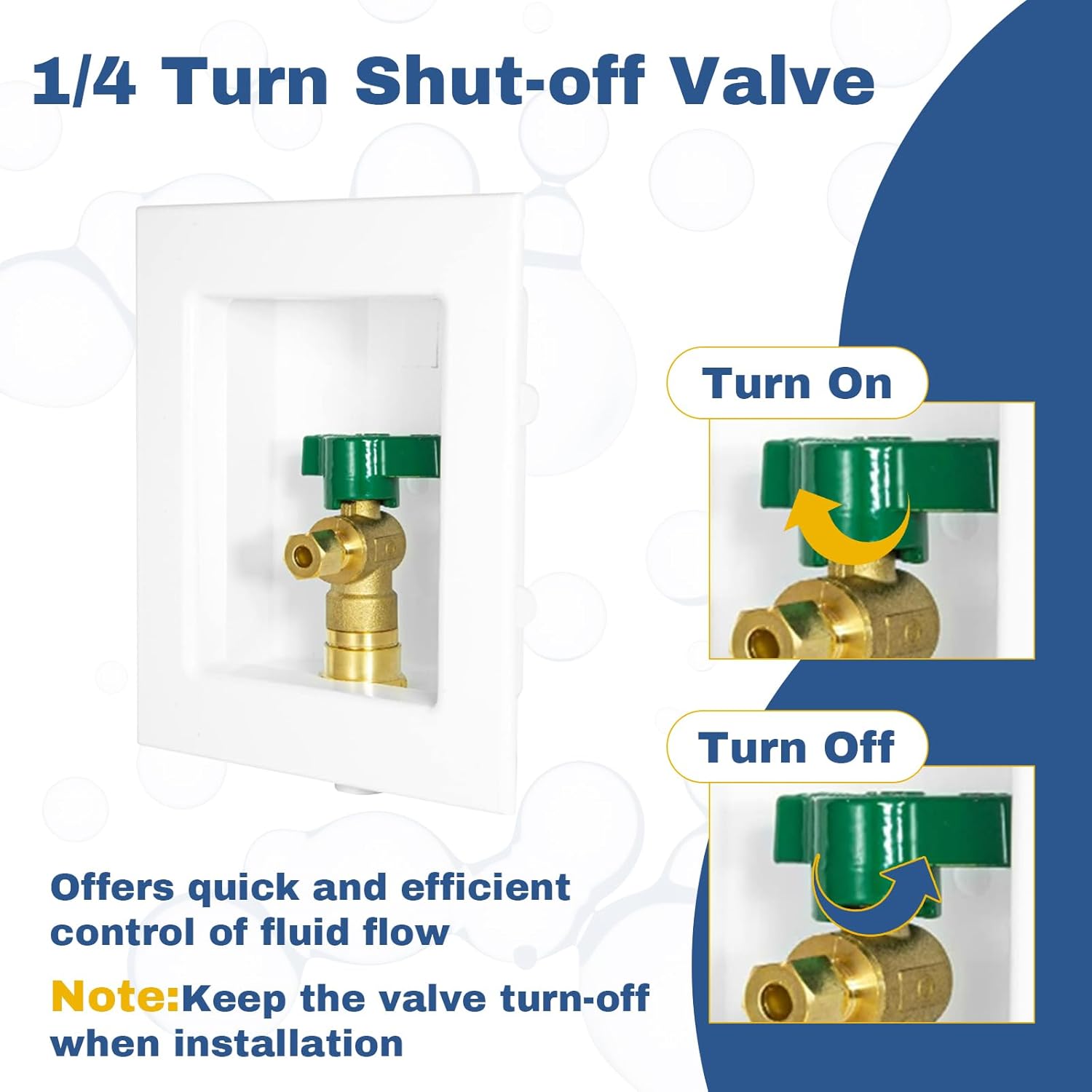 1-PACK GUOFIS Icemaker Outlet Box with 1/2" CPVC Inlet Connect, Ice Maker Box with Pre-installed 1/4-Turn Ball Valve(IM004)