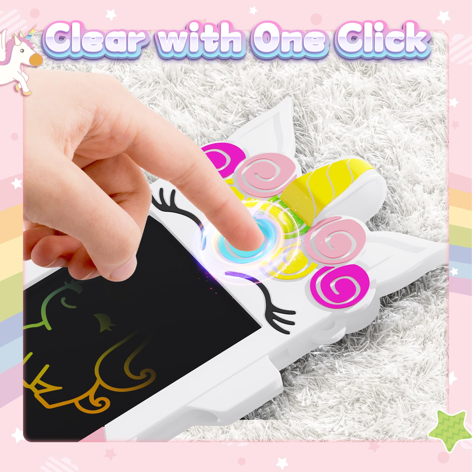 HOMESTEC Unicorn Kids Drawing Tablet 4.5 Inch LCD Writing Board Children Toys for 2 3 4 5 6 Years Old Boys Girls Backpack Decor Unicorn Pendant Gifts - Image 4
