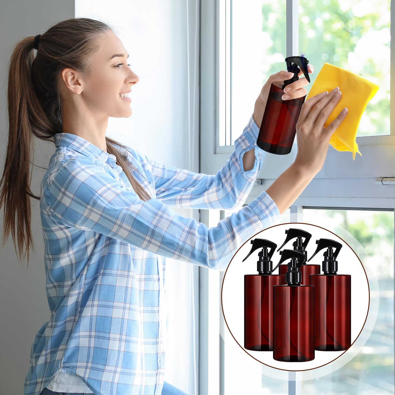 Hsei 20-Pack 16 oz Amber Plastic Spray Bottles with Trigger Sprayers