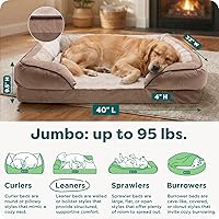 Vista 3 de Furhaven - Cama para mascotas de espuma viscoelástica para perros y gatos, cama para perros tipo sofá, comodidad perfecta, con ondas, de terciopelo