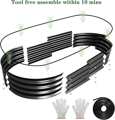 Miniatura 3 de Cama de jardín elevada, 4 x 2 x 1 pies, cama elevada de metal para exteriores, cama elevada de metal para verduras, flores, hierbas