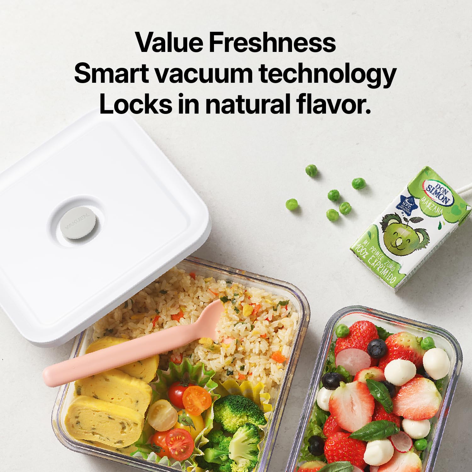 VAKUEN Premium luftdichte Frischhaltedose Meal Prep 0.85qt 5pc/Set 4pcs Container und Vakuumiergerät Patentiertes Doppel-Silikonfutter, 100% auslaufsicher, BPA-frei
