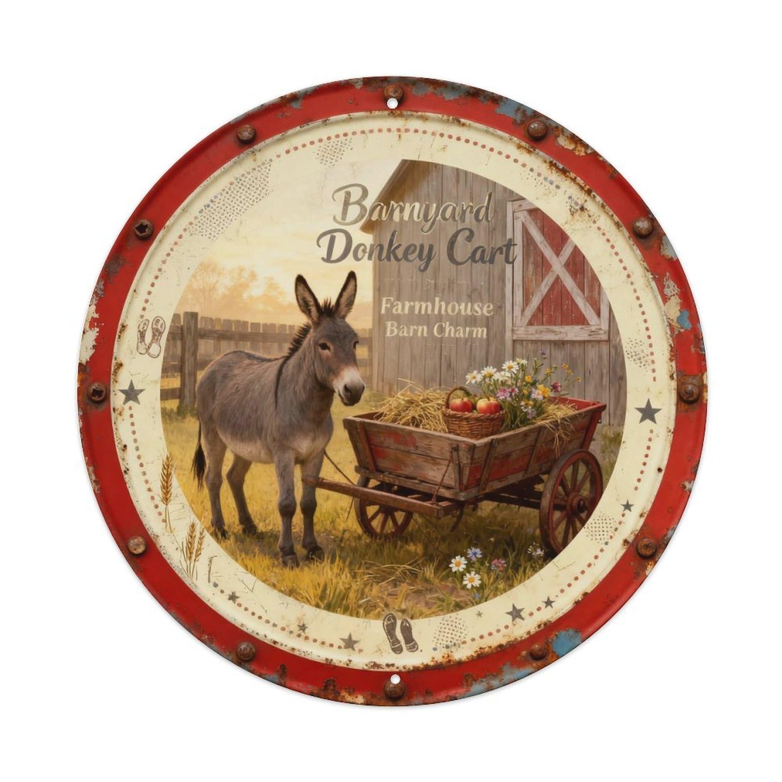 Barnyard Donkey Cart Metal Tin Sign Plaque