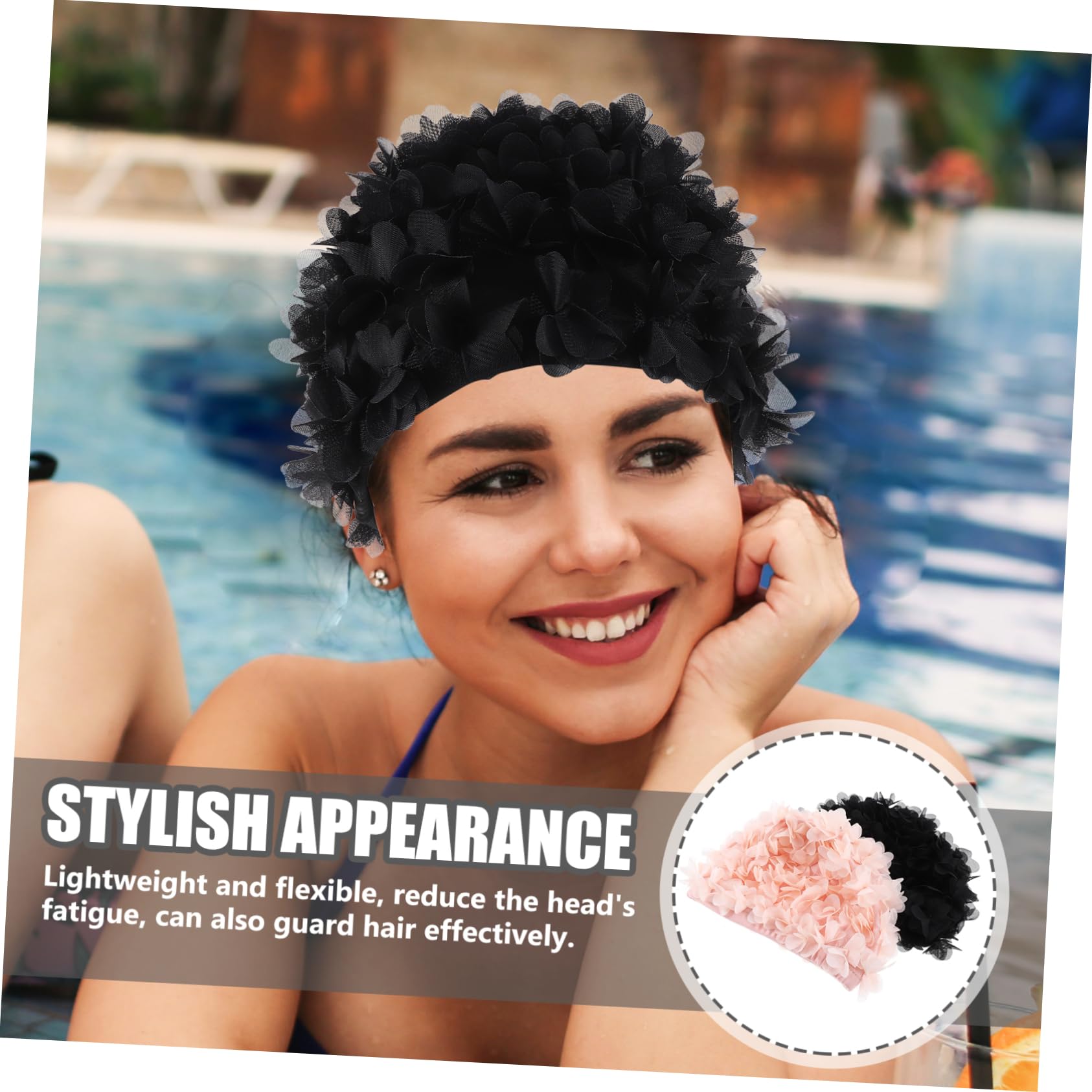 TOYANDONA 2piezas Gorros De Natación para Mujer Gorro De Natación Floral Pétalos Protector para Piscina Portátil y Elástico