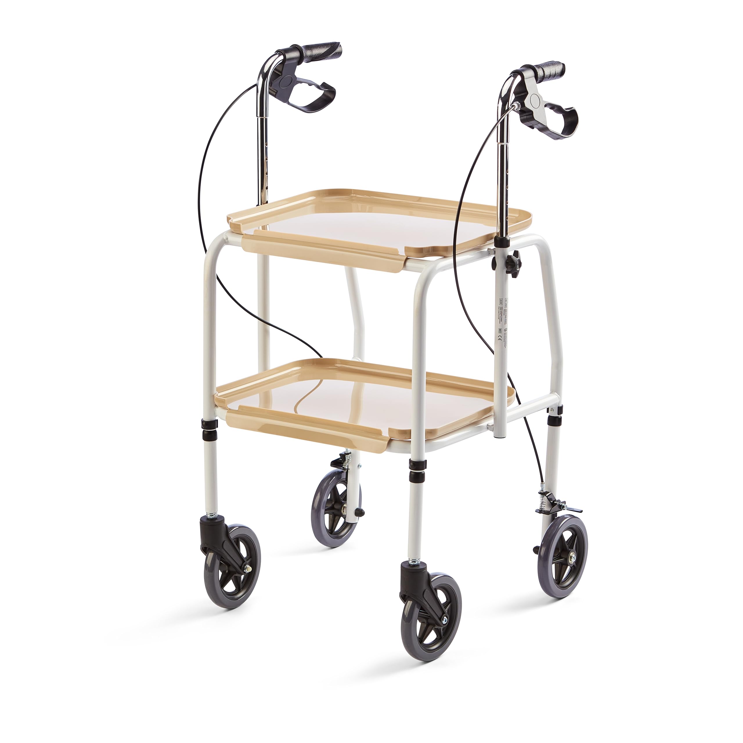 Mobility Walker with Wheels, Handy Trolley with Built-in Trays and Hand Brakes, Rollator