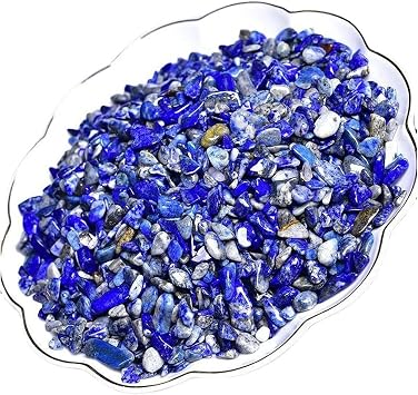 Natural Lapis Lazuli Tumbled Chips Crushed Crystal Stone, 7-9mm Polished Healing Crystal Chips Healing Reiki Crystal Jewelry Making Home Decoration