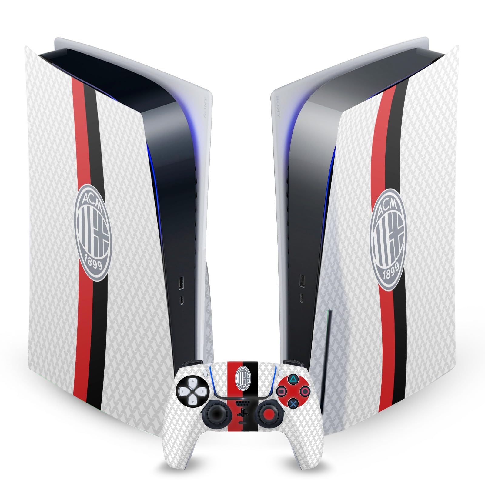 Head Case Designs sous Licence Officielle AC Milan Away Kit D'écusson 2023/24 Vinyle Plaque Frontale Autocollant De Jeu Peau Compatible avec Sony PlayStation 5 PS5 Disc Console & DualSense Controller