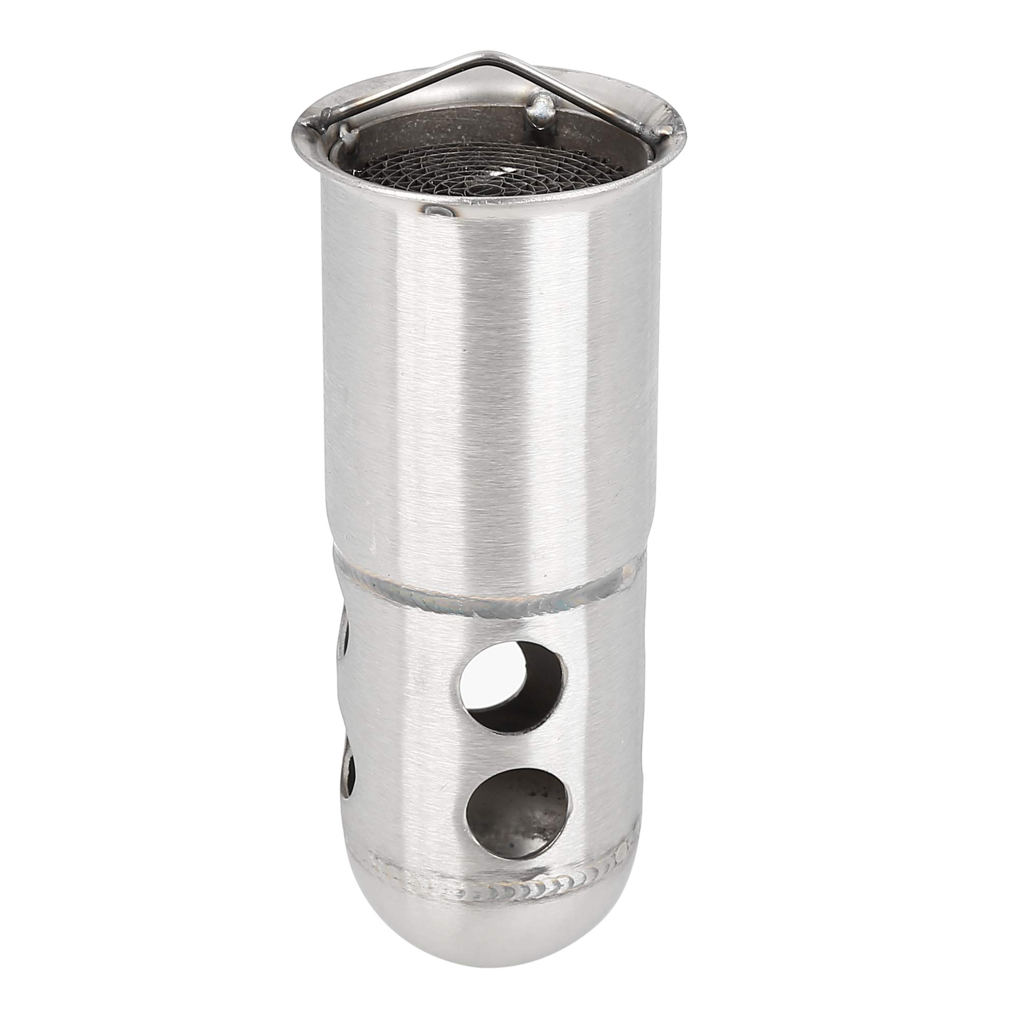 F FIERCE CYCLE 50mm Universal Motorcycle Exhaust Can Mufflers Pipe Baffle Silver Tone