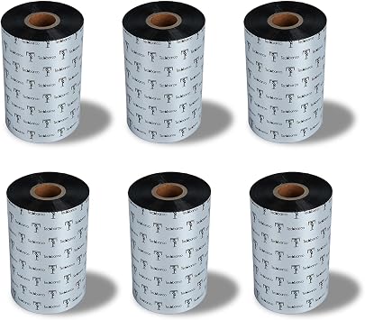 6 Rolls Premium Wax Tape for Thermal Transfer Printing 110mm x 300m Black Industrial Barcode Label Printer Tape Compatible with Zebra TSC GoDex Citizen 1 Core