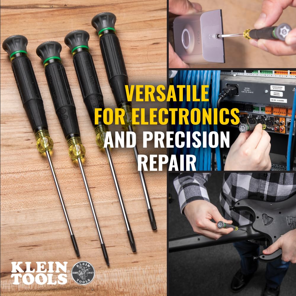 Klein Tools Juego de destornilladores Torx de precisión 85616, destornilladores de seguridad TORX a prueba de manipulaciones, ideal para electrónica, reparación del hogar