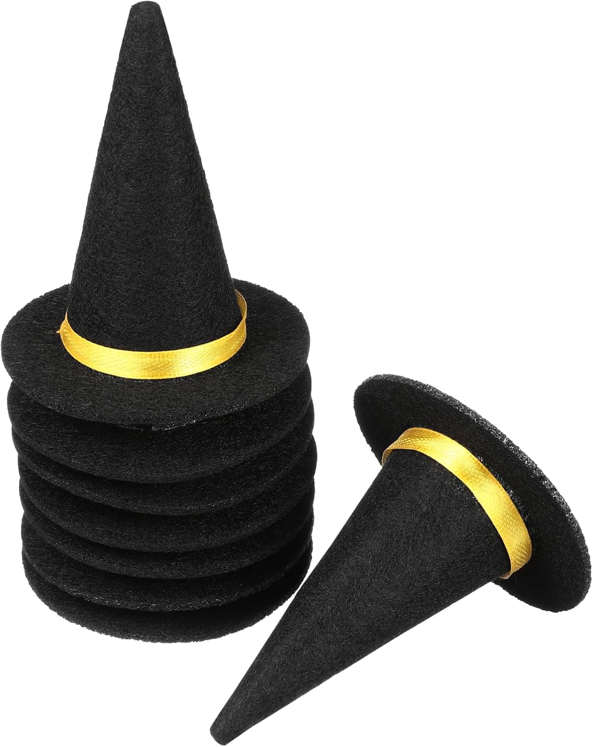Kisangel Mini Witch Hats 8Pcs Felt Bottle Covers for Halloween Diy Crafts Decorations 3.54 Inch Black Felt Wine Bottle Decor Accessories