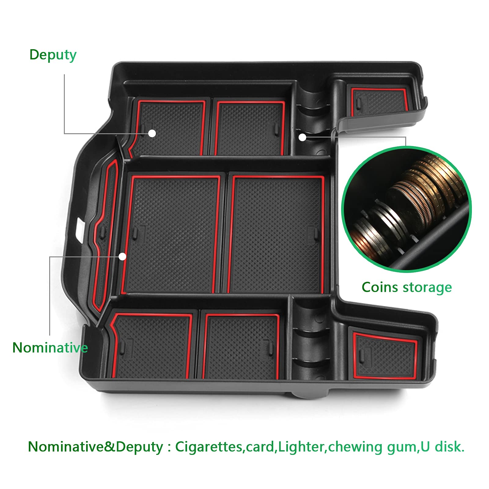 YEE PIN Aufbewahrungsbox Dodge RAM 1500 mk5 2019-2022 2023 Mittelkonsole Organizer Tray Handschuhfach RAM 1500 Armlehne Organizer Zubehör Mit Rutschfestermatte