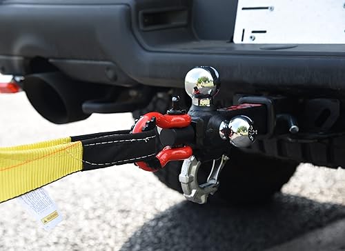 Miniatura 9 de TOPTOW Enganche de remolque con grillete de recuperación gris con bola de remolque triple cromada, vástago de 2 pulgadas, ajuste múltiple para