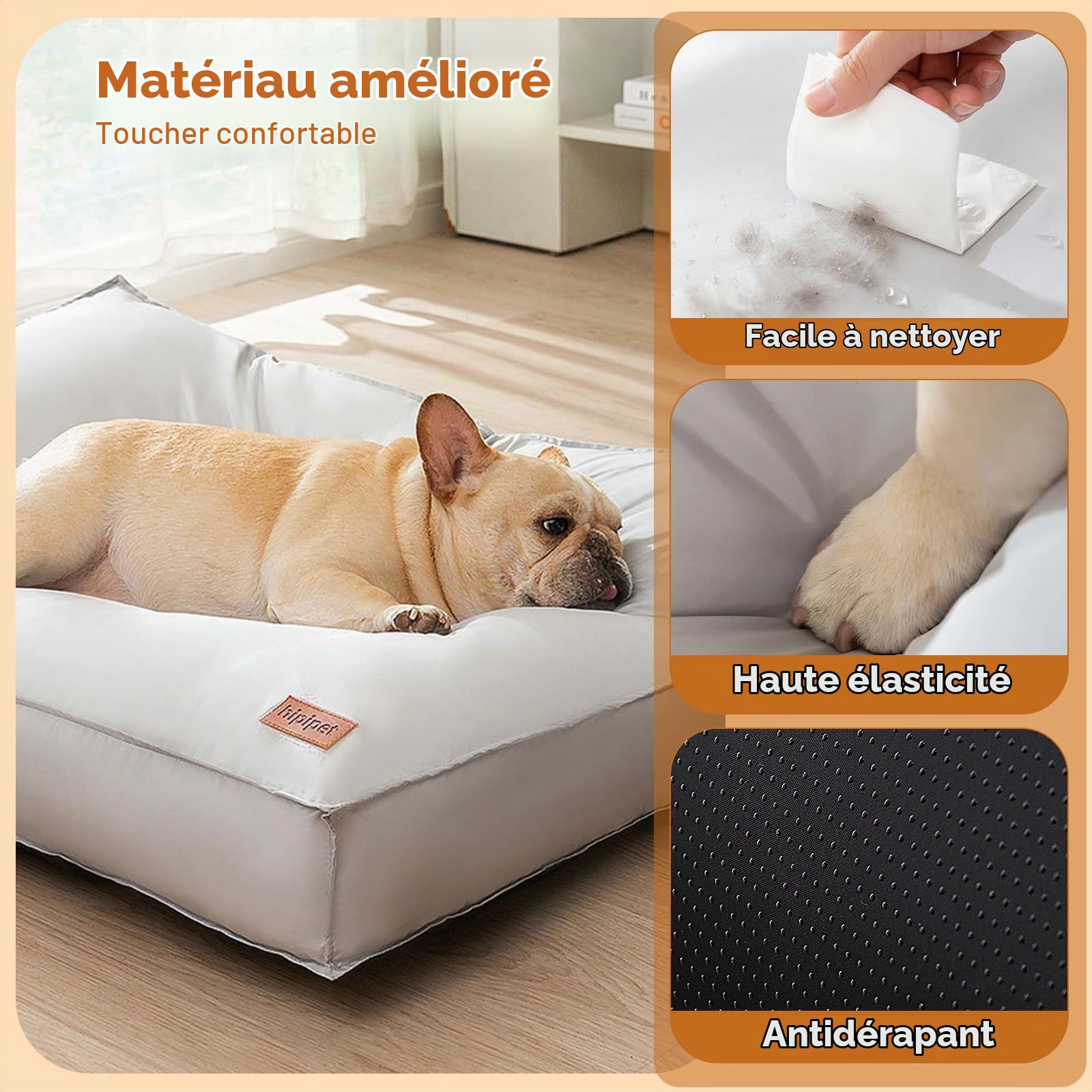 PETCUTE Panier Chien Grande Taille,Panier Coussin Chien avec Dehoussable,Lit pour Chien Imperméable,Tapis Chien Lavable et Antidérapant,Coussin pour Chien Petite Taille Orthopédique