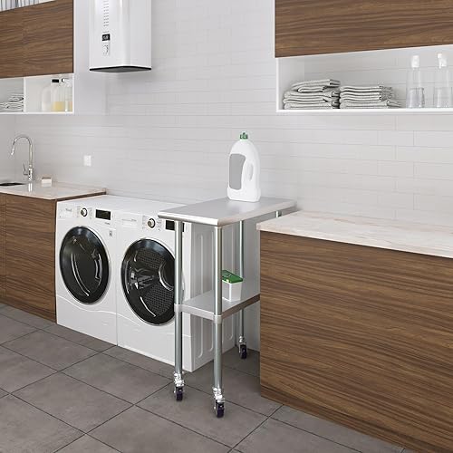 Miniatura 117 de AmGood Mesa de trabajo de acero inoxidable con ruedas Estación de trabajo