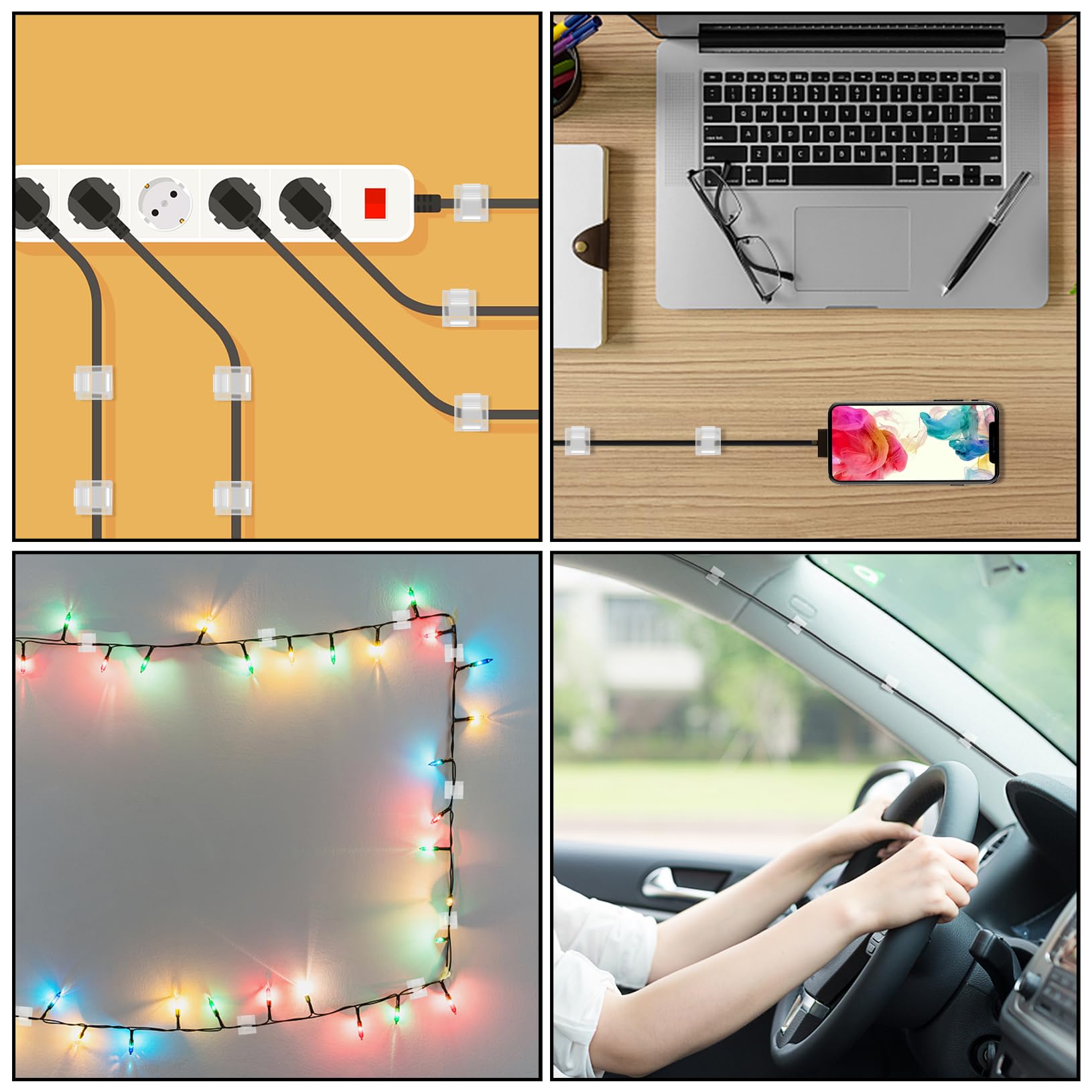 200 Stück Kabel-Clips, selbstklebende Kabel-Organizer, Kabelhalter, Draht-Clip, Draht-Management, selbstklebende Haken, Drahthalter für Büro, Zuhause (transparent)