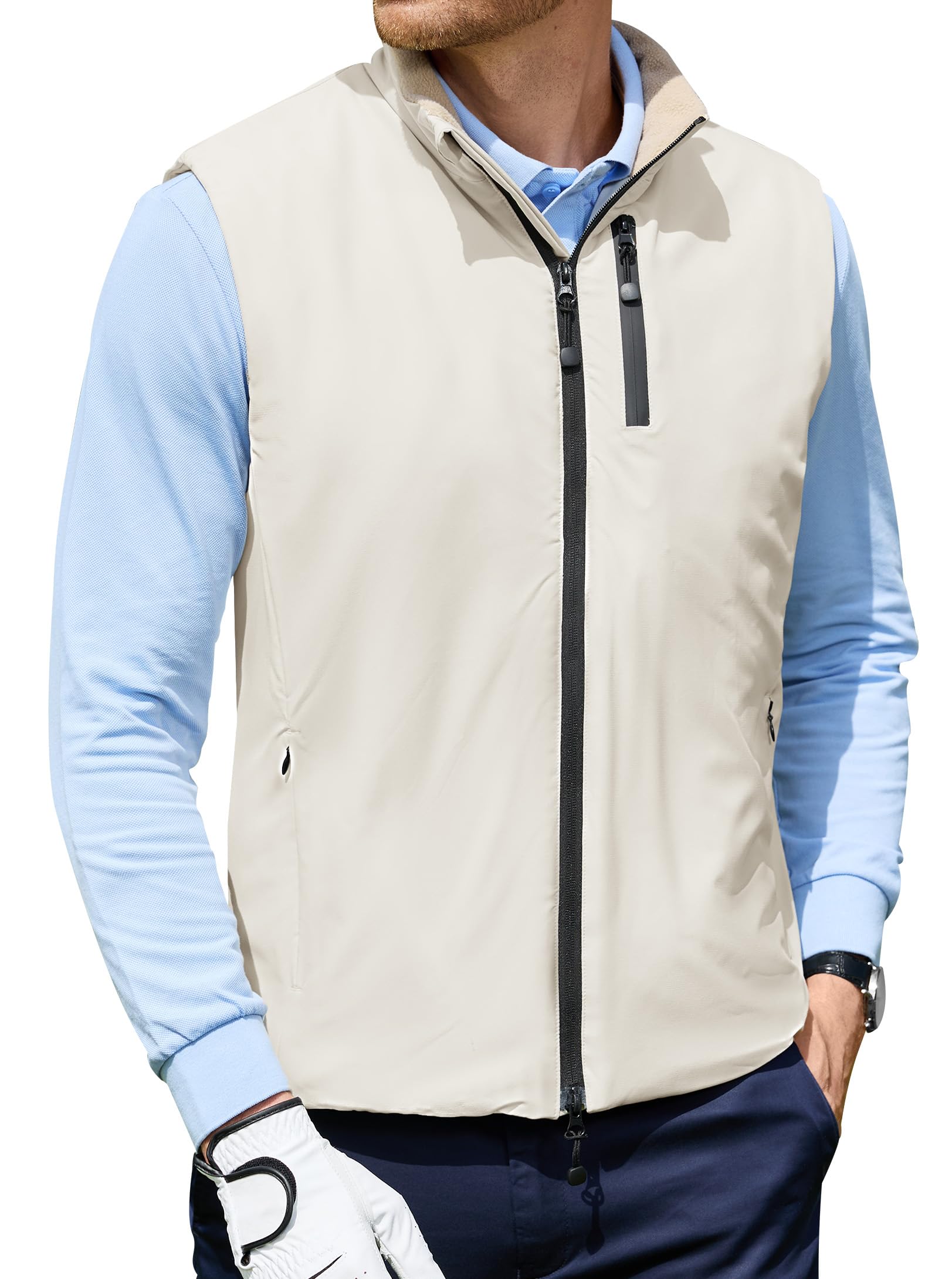 Mens Golf Vest Quilted Windproof Thermal Sleeveless Jacket