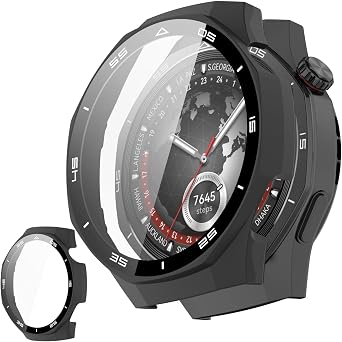 For HUAWEI WATCH GT 5 Pro 1.8 inches 46 mm, Dedicated Cover for HUAWEI WATCH GT 5 Pro 1.8 inches 46 mm, Protective Case Set, Tempered Glass Film + Ultra Shockproof PC Frame, Anti-Drop