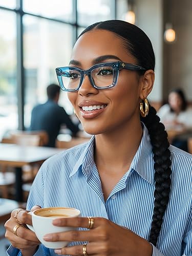 Vista 2 de VISOONE Cat Eye Blue Light Blocking Glasses TR90 Anti-glare Women Calida