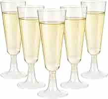Flute Da Champagne In Plastica Con Glitter Dorato - 20 Pezzi Da 150ml, Per Feste E Matrimoni - Foto 8