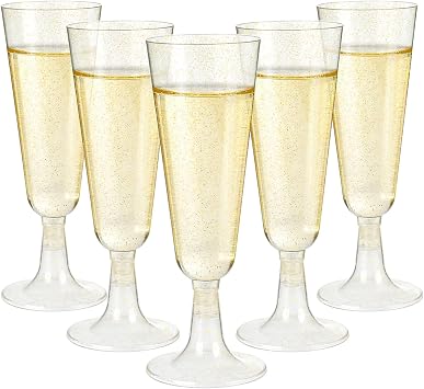 Tioncy 12 Calici In Plastica Riutilizzabili Trasparenti - Vintage, Per Champagne, Acqua, Feste E Matrimoni, Altezza 17cm - 5