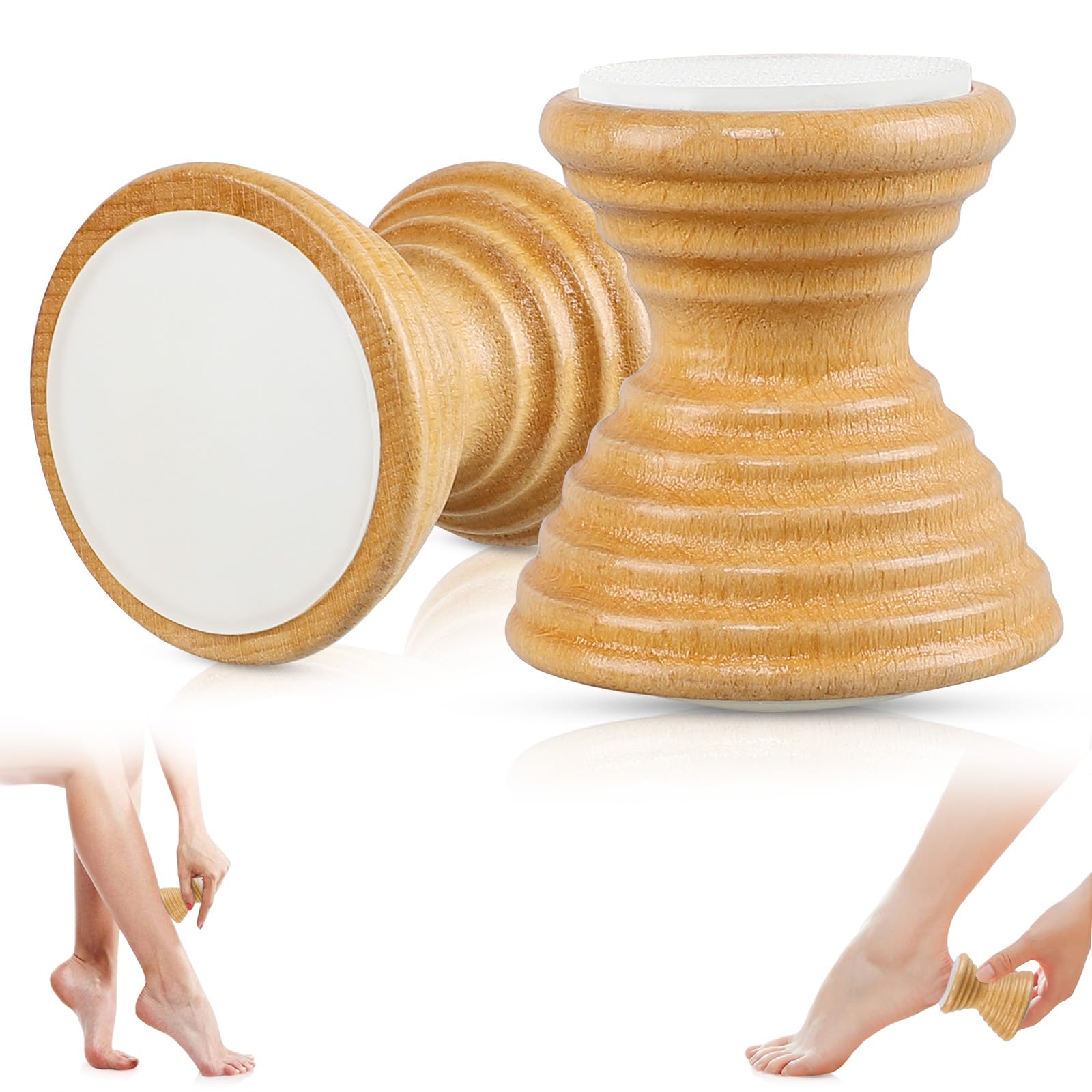 Crystal Hair Eraser, Reusable+Painless Nano Glass Hair Removal Stone, Crystal Hair Remover for Silky Smooth Skin, Exfoliating Wooden Magic Hair Removal Stone for Legs+Body（Double-Sided）