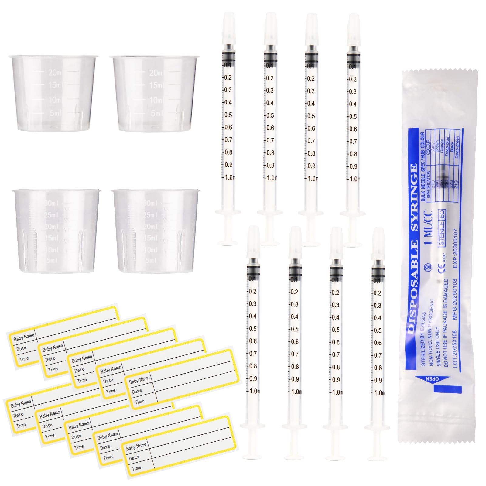 20 stuks spuiten 5 ml, plastic spuit zonder naald, doseerspuit individueel verpakt, veelzijdige spuit met naalden voor laboratoria industrie