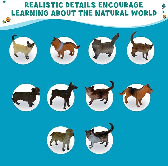 Get Ready Kids Pets Playset - 12 Animal Toy Set with Cats, Dogs & More | Large realistically detailed cats and dogs set for creative imaginative play, pre-k safe for ages 18m+