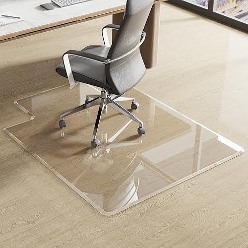 Miniatura 4 de Tapete para silla de oficina con borde biselado irregular con borde para alfombra o piso de madera dura, transparente de 36 x 48 pulgadas para un