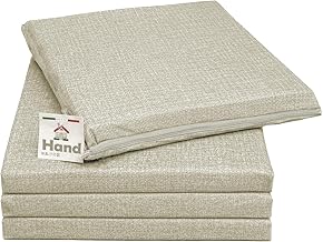 HAND - Set of 4 Removable Outdoor and Indoor Chairs Cushions, 40 x 40 cm, Soft Padding, Cushions for Kitchen Chairs, Gardens, Patio Chairs (Ecrù, Set of 4)