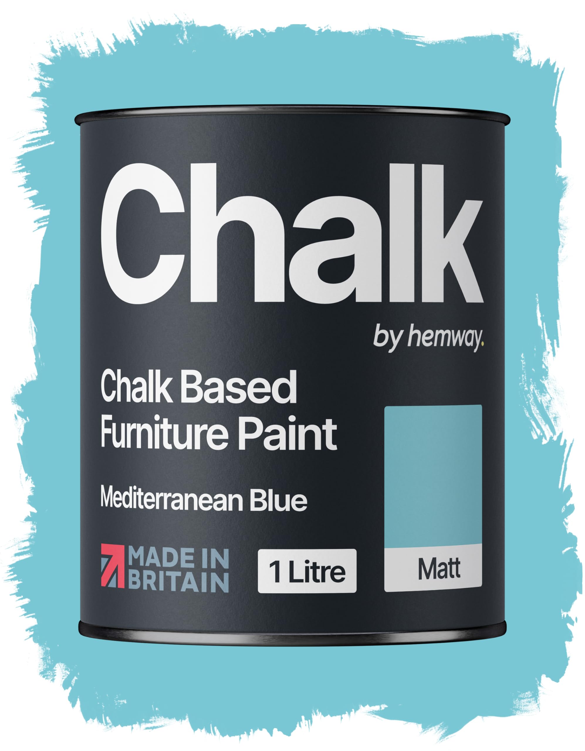 Hemway Chalk Based Furniture Paint Flat Matt Mediterranean Blue 1L Shabby ChicChalky FinishInteriorWallsWoodQuick Dry from B&Q