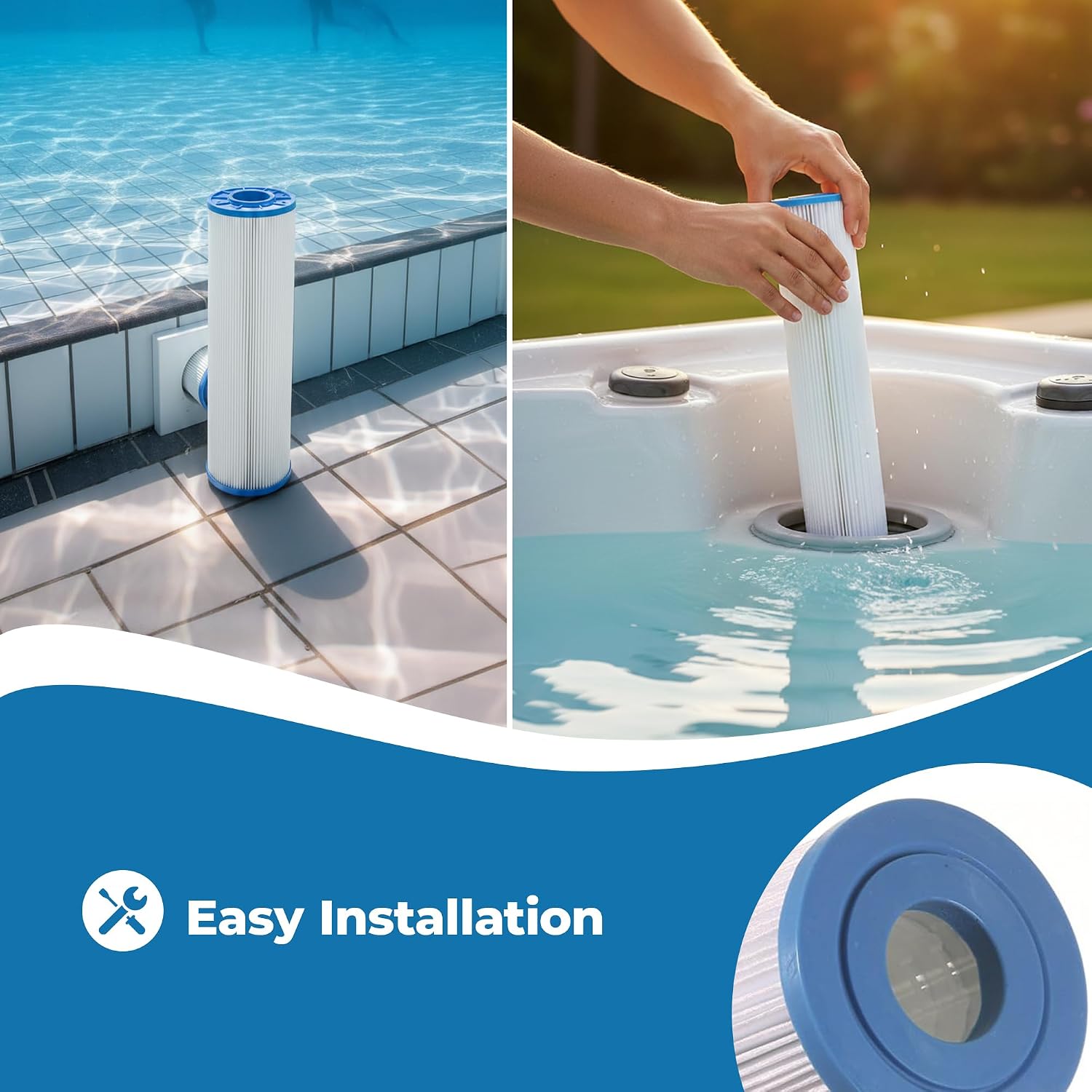 Baleen Filters 15 sq. ft. Pool Filter Cartridge AK-1002 | Replacement for Unicel C-2302, Pleatco PRB14.5, Filbur FC-2320 | Durable Pool Supplies for Hot Tubs and Spas