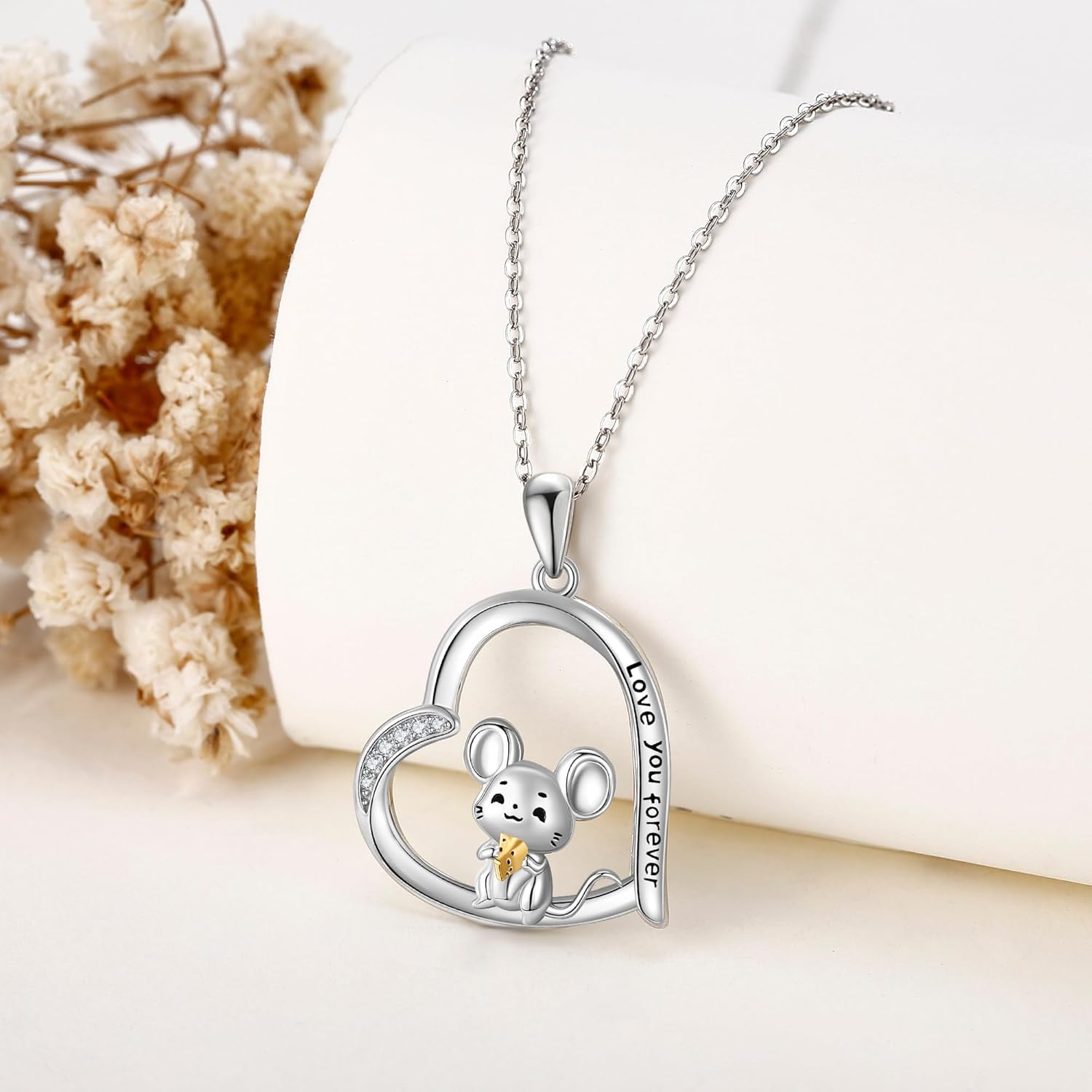 Rat Mouse/Possum/Squirrel Necklace 925 Sterling Silver Mouse Pendant Necklace Cute Rat Jewelry for Women Gifts - Image 4