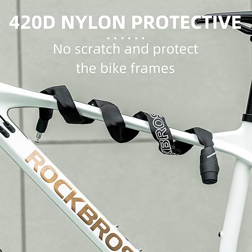 Miniatura 7 de ROCKBROS Candado de bicicleta con cadena de bloqueo de bicicleta, resistente antirrobo, 3 pies de largo, 0.197 in de grosor, cadena de bicicleta con