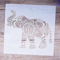 Vista 4 de Plantilla decorativa de mandala de elefante para pintar en paredes, manualidades de muebles (tamaño A4)
