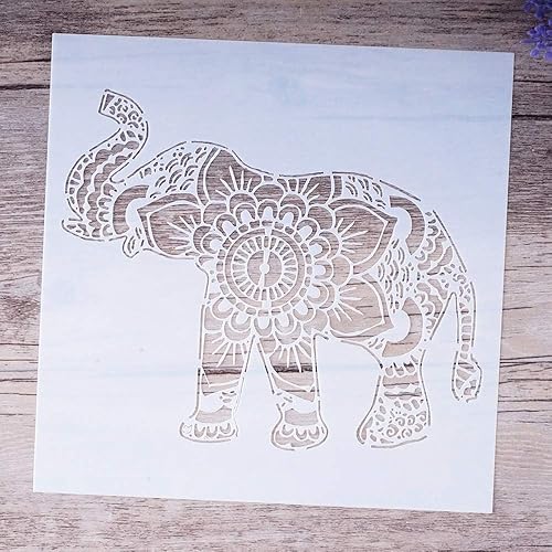 Miniatura 4 de Plantilla decorativa de mandala de elefante para pintar en paredes, manualidades de muebles (tamaño A4)