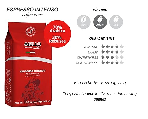 Miniatura 2 de Aiello Caffe - Granos de café expreso italiano, bolsa de 2.2 libras, café de grano entero mediano recién tostado y mezclado en el sur de Italia,