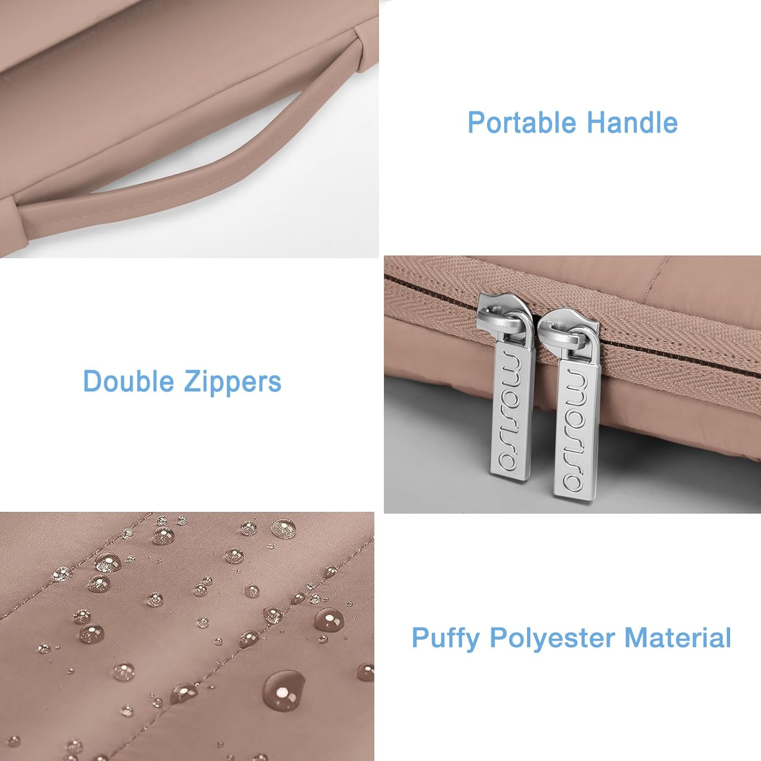 MOSISO 360 Protective 13-14 inch Laptop Case, 13.3 inch Puffy Laptop Sleeve Compatible with MacBook Air 13 13.6 M3 M2 M1/Pro 13/14, HP, Dell, ASUS, Lenovo,Polyester Horizontal Side Open Bag, Brown - Image 5