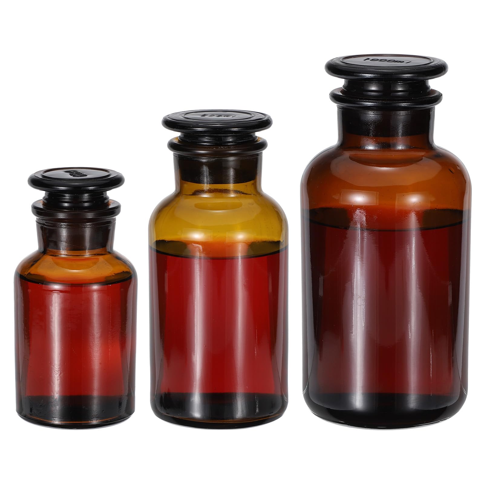 PATIKIL Flacon À Réactif, 125/500/1000ml Verre À Large Ouverture Pour Stockage De Réactifs Avec Bouchon En Verre Rodé Pour Laboratoire Eau Réactifs Liquides, Chimie, Science, Vase, Parfum,