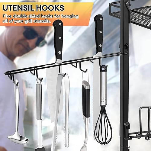 Miniatura 3 de Organizador de accesorios de parrilla 3 en 1, organizador de barbacoa para accesorios de parrilla Blackstone, accesorios de cocina al aire libre